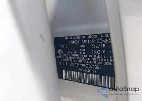 2019 Hyundai Accent Se из США, поврежденный, VIN 3KPC24A39KE071361